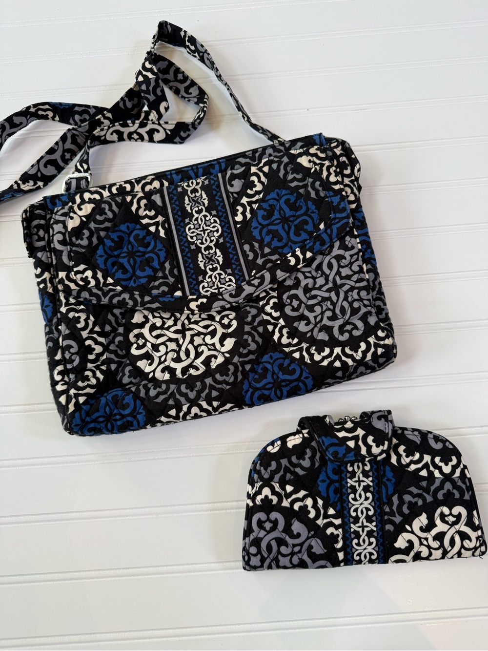Vera Bradley “Canterberry Cobalt” Crossbody Bag and Wallet